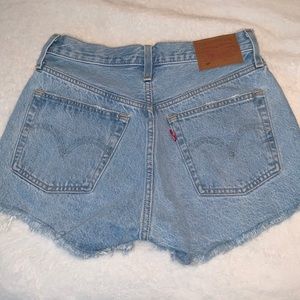 Levi 501 high waisted denim shorts